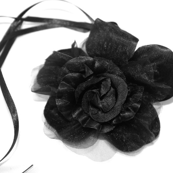 Black flower corsage brooch-1